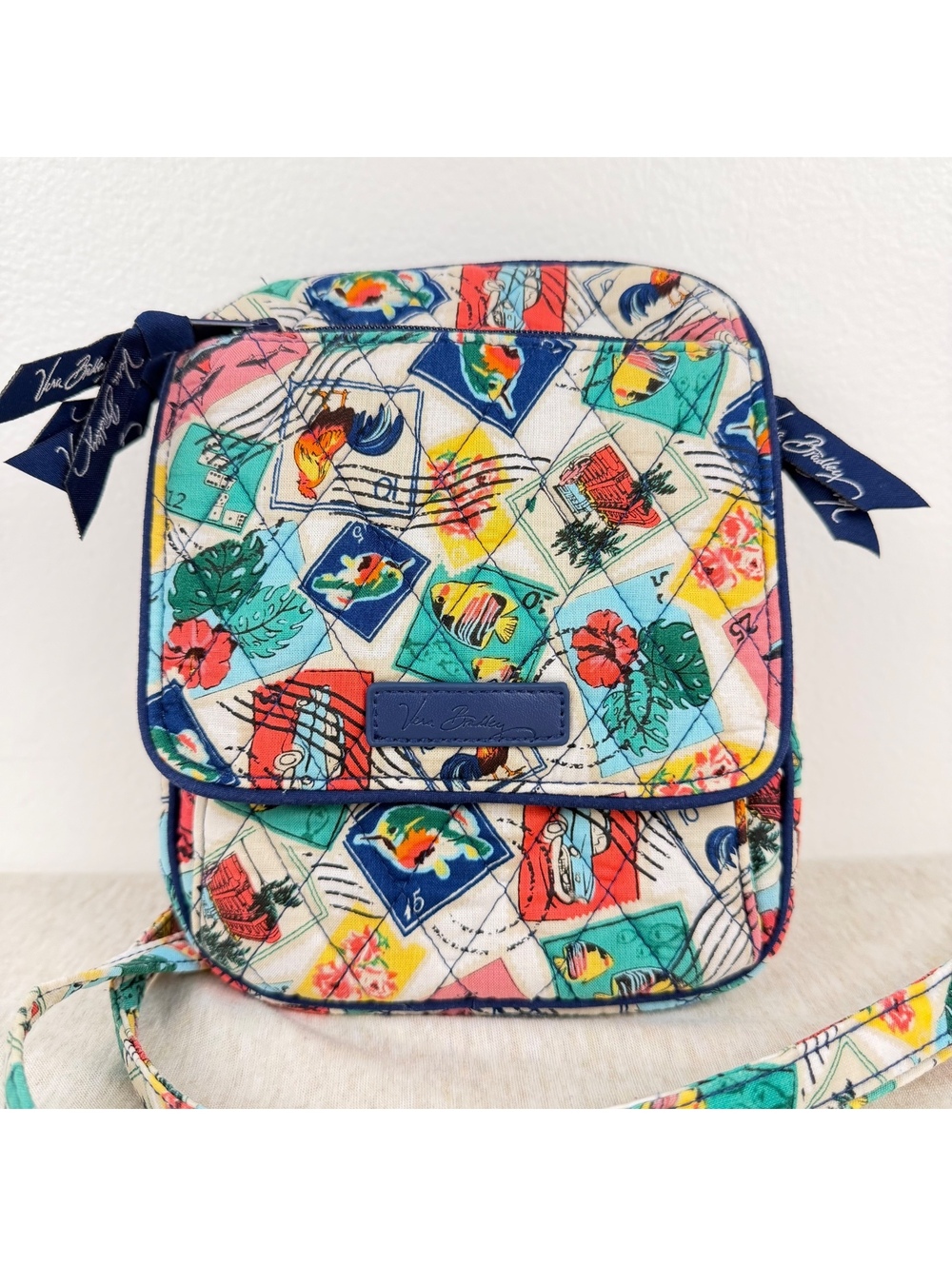Vera Bradley Cuban Stamps Little Hipster Crossbody Bag Retired Print